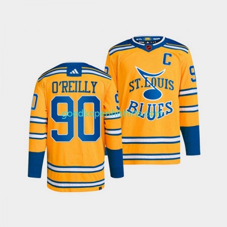St. Louis Blues Ryan O Reilly 90 Adidas 2022-2023 Reverse Retro Geel Authentic Shirt - Mannen